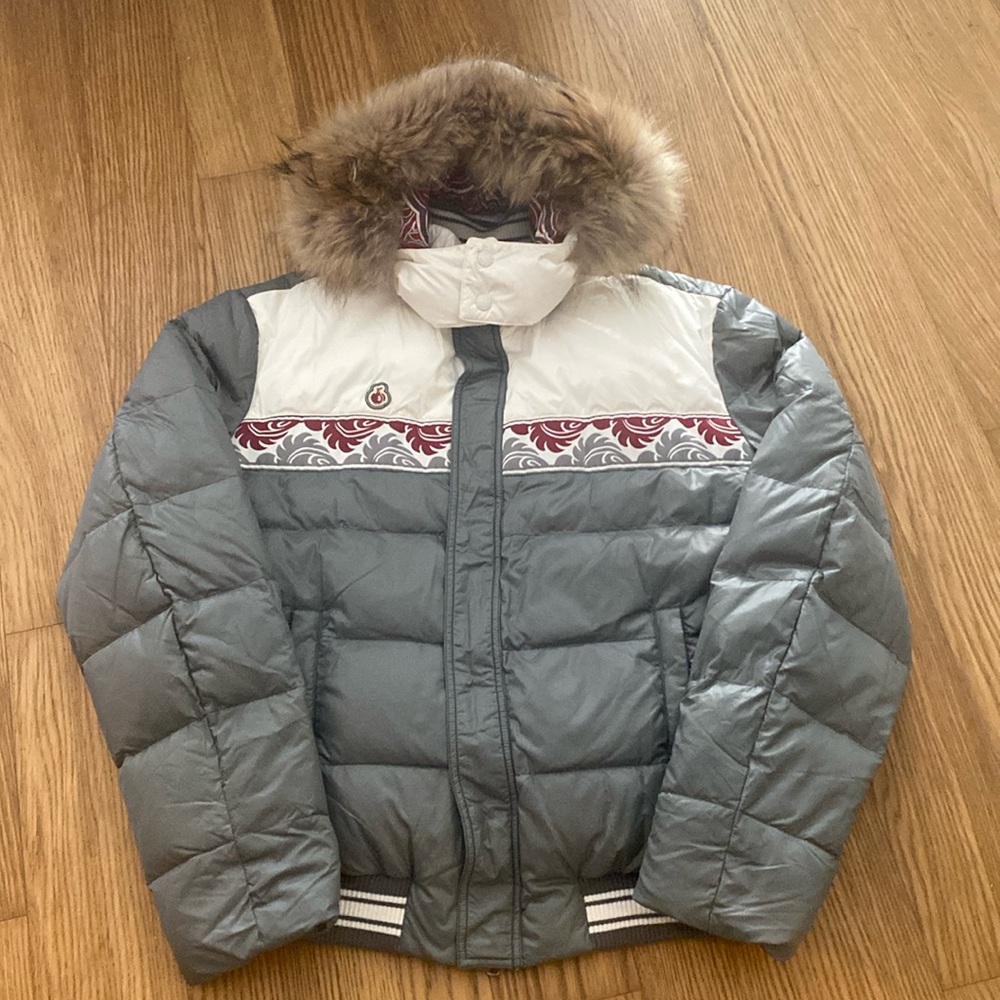Bosco Men Winter Gray Fur Hooded Jacket Size 2XL